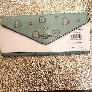 Coach Heart Print Soft Wallet